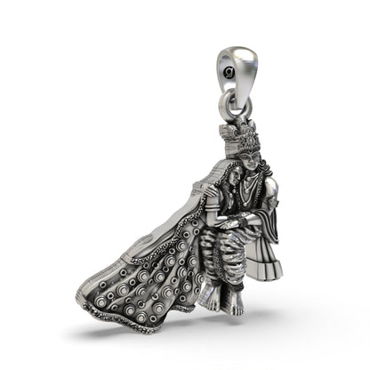 925 Silver Radha Krishna Pendant | Divine Love Spiritual Jewelry