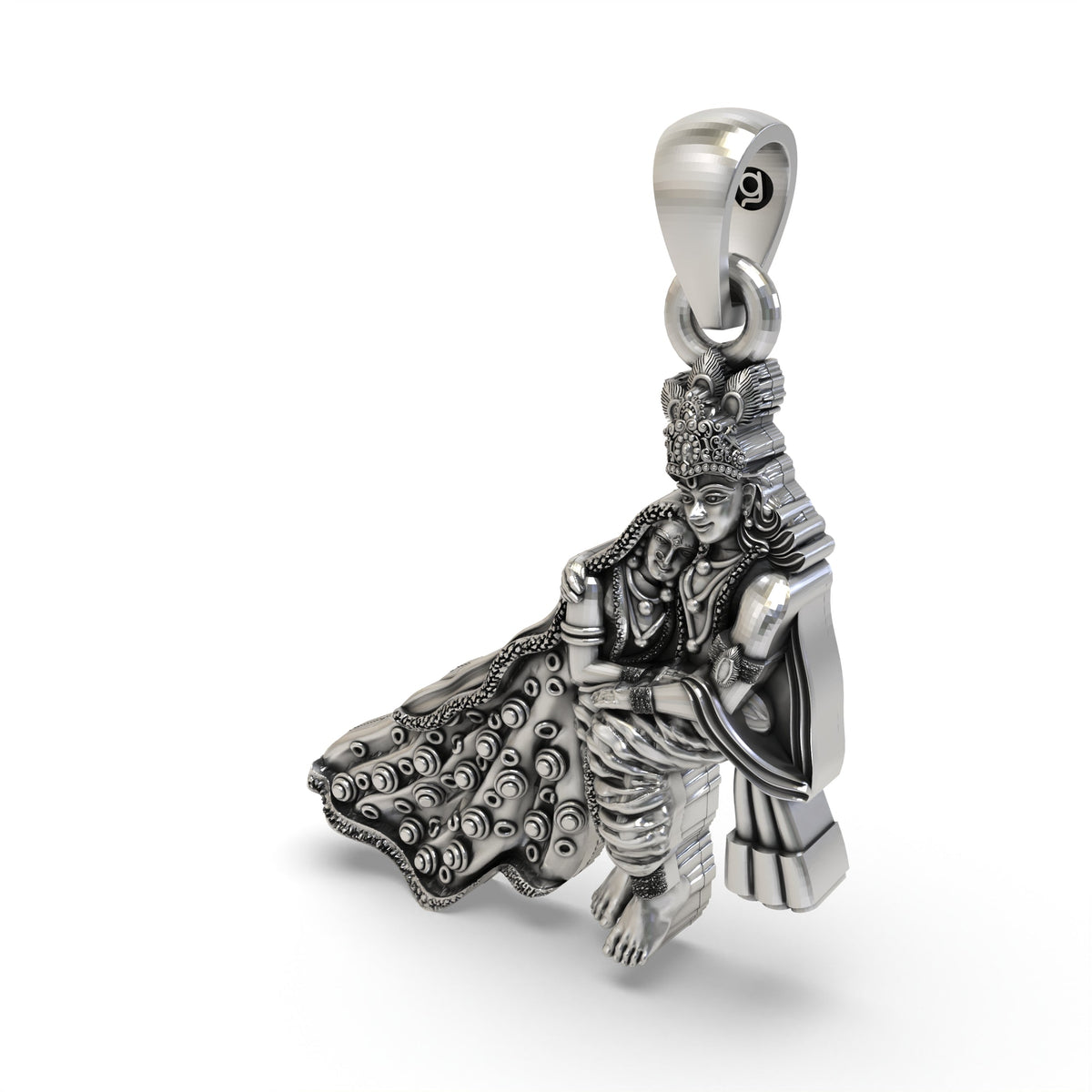 925 Silver Radha Krishna Pendant | Divine Love Spiritual Jewelry