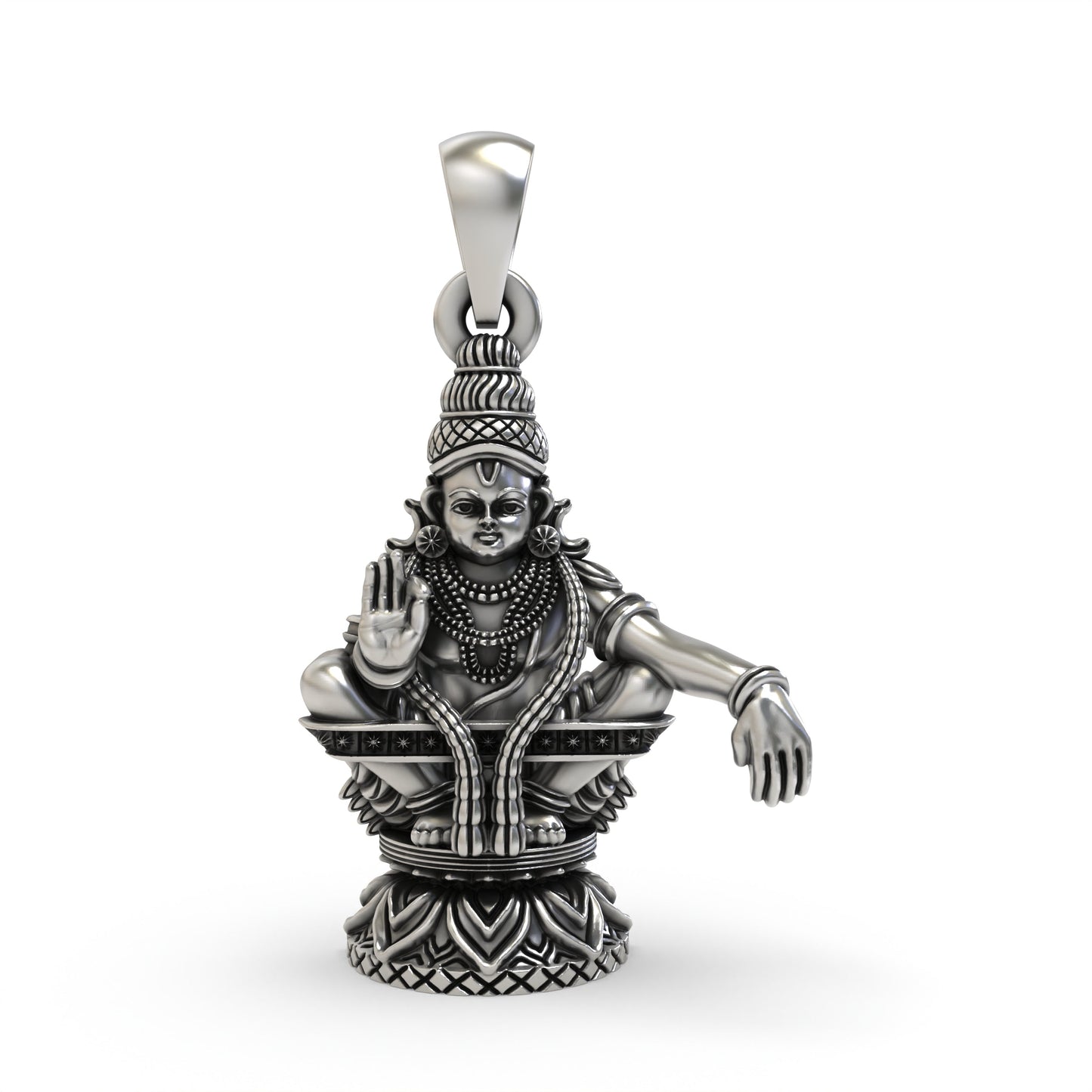925 Silver Lord Ayyappa Pendant | Swami Ayyappan Devotional Jewelry