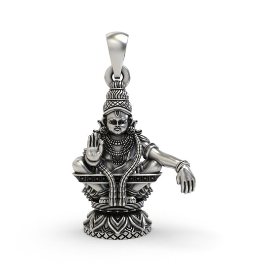 925 Silver Lord Ayyappa Pendant | Swami Ayyappan Devotional Jewelry