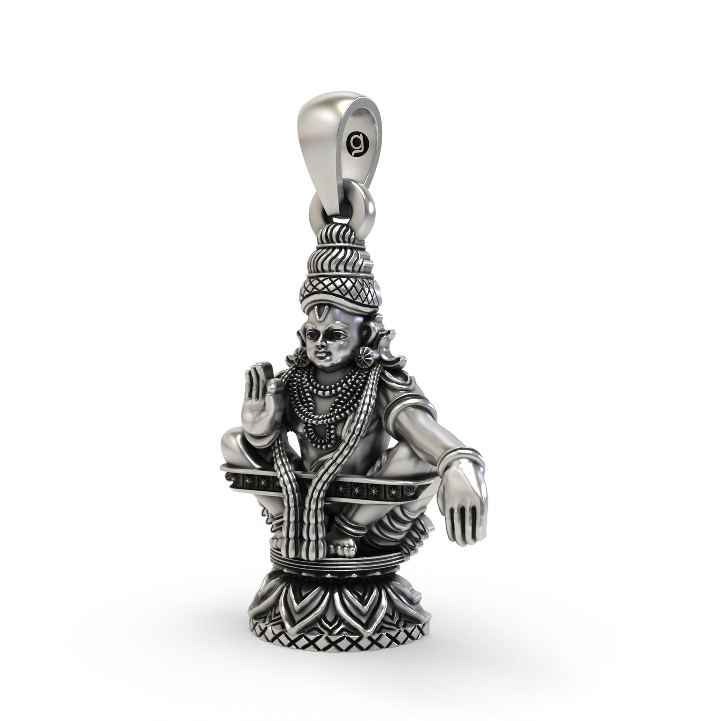 925 Silver Lord Ayyappa Pendant | Swami Ayyappan Devotional Jewelry