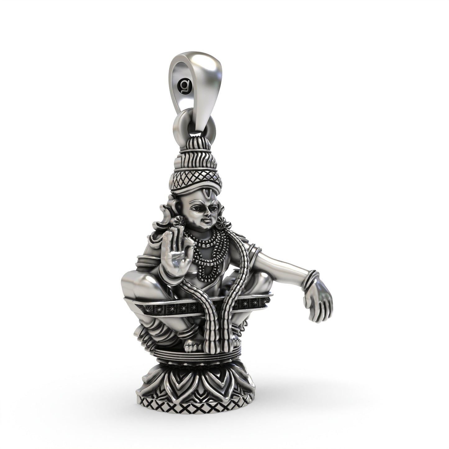 925 Silver Lord Ayyappa Pendant | Swami Ayyappan Devotional Jewelry