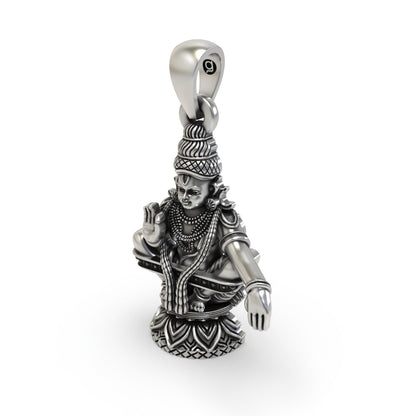 925 Silver Lord Ayyappa Pendant | Swami Ayyappan Devotional Jewelry