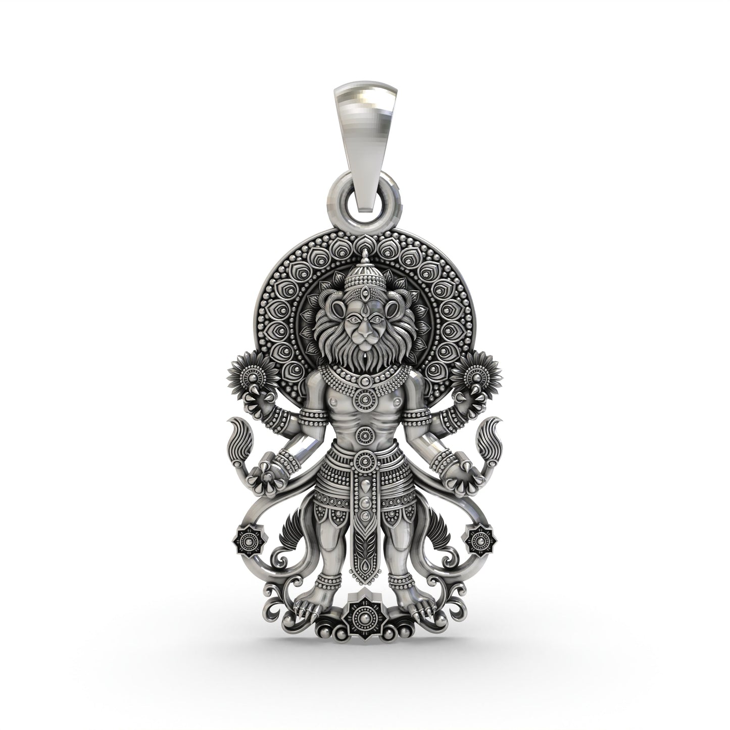 925 Silver Narasimha Pendant | Lord Vishnu Spiritual Jewelry