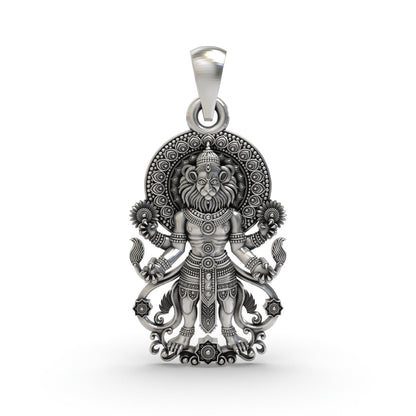 925 Silver Narasimha Pendant | Lord Vishnu Spiritual Jewelry