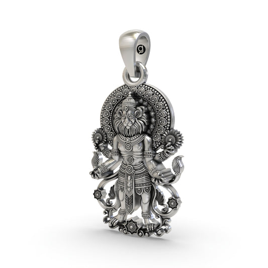925 Silver Narasimha Pendant | Lord Vishnu Spiritual Jewelry