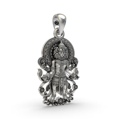 925 Silver Narasimha Pendant | Lord Vishnu Spiritual Jewelry