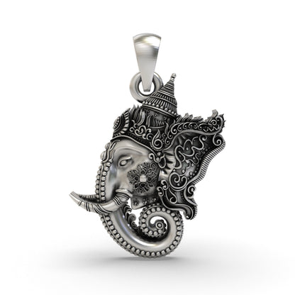 925 Silver Ganesha Face Pendant | Ganapati Protection Jewelry