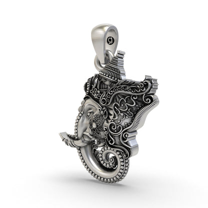 925 Silver Ganesha Face Pendant | Ganapati Protection Jewelry