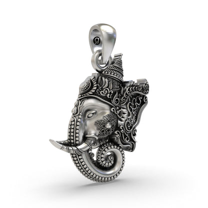 925 Silver Ganesha Face Pendant | Ganapati Protection Jewelry