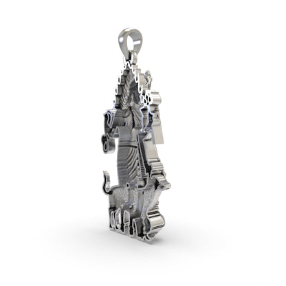 925 Sterling Silver Lord Bhairava Pendant | Kala Bhairav Idol with Trishul, Dog & Damaru