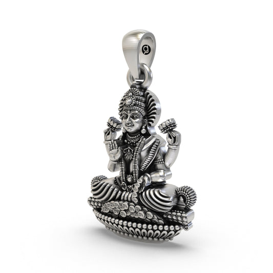 925 Silver Lakshmi Maa Pendant | Wealth & Prosperity Jewelry