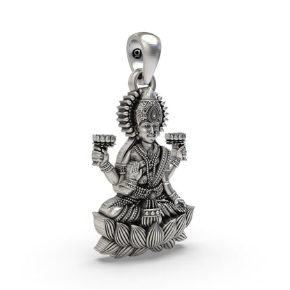 925 Silver Lakshmi Maa Pendant – Goddess Lakshmi Devotional Jewelry