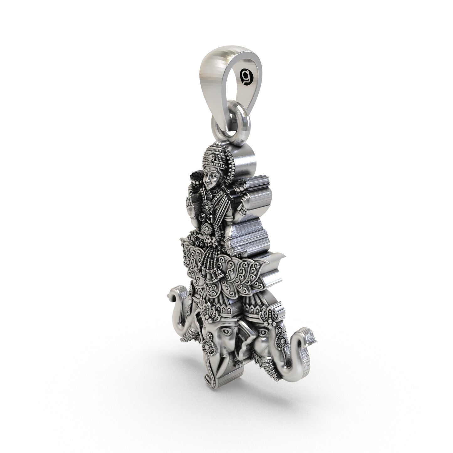 925 Silver Lakshmi Maa on Airavata Pendant – Goddess Lakshmi Jewelry | Handmade Spiritual Pendant for Wealth & Prosperity