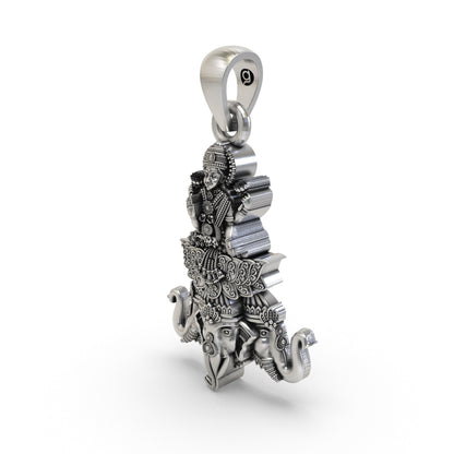 925 Silver Lakshmi Maa on Airavata Pendant – Goddess Lakshmi Jewelry | Handmade Spiritual Pendant for Wealth & Prosperity