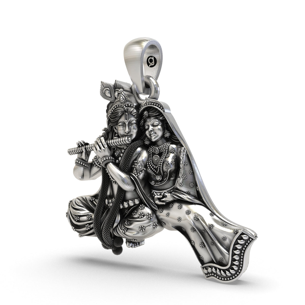 925 Silver Radha Krishna Flute Pendant – Handmade Devotional Jewelry | Symbol of Divine Love & Spiritual Connection