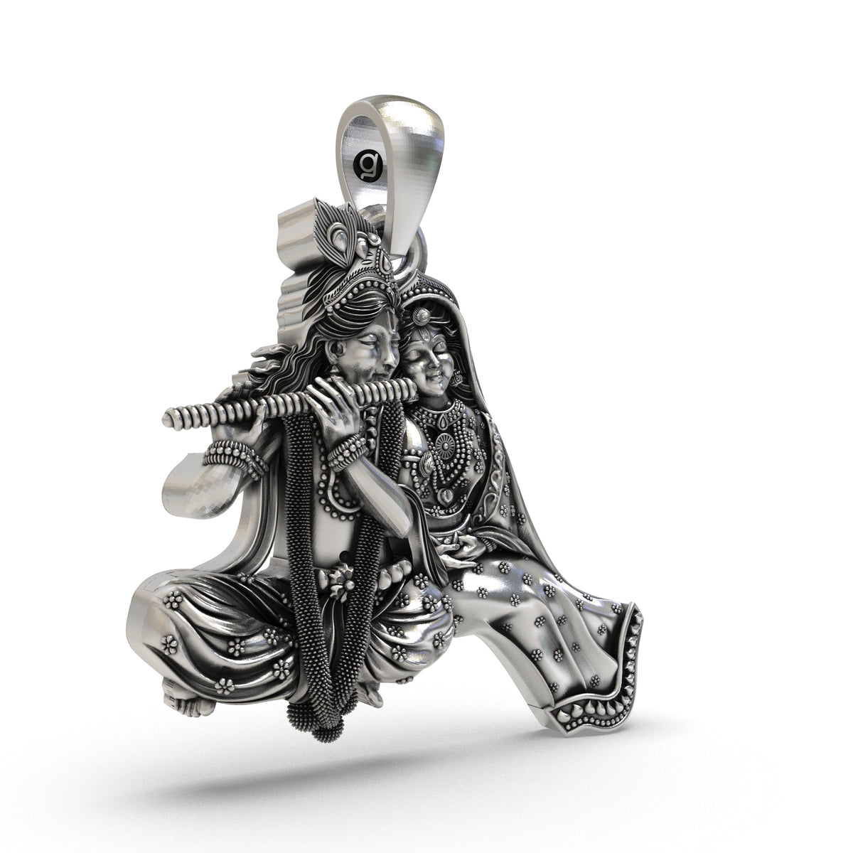 925 Silver Radha Krishna Flute Pendant – Handmade Devotional Jewelry | Symbol of Divine Love & Spiritual Connection