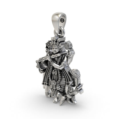 925 Silver Krishna Pendant with Shankha Chakra & Cow – Handmade Devotional Jewelry | Lord Krishna Spiritual Pendant