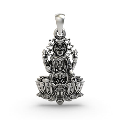 925 Silver Lakshmi Maa Pendant | Goddess Wealth & Prosperity Jewelry
