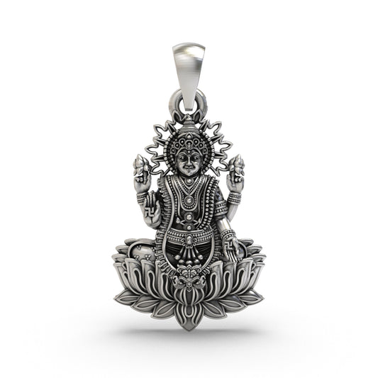 925 Silver Lakshmi Maa Pendant | Goddess Wealth & Prosperity Jewelry