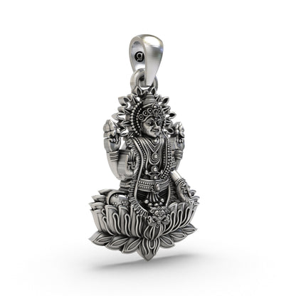 925 Silver Lakshmi Maa Pendant | Goddess Wealth & Prosperity Jewelry