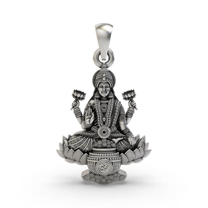 925 Silver Lakshmi Maa Lotus Pendant | Om Symbol Jewelry