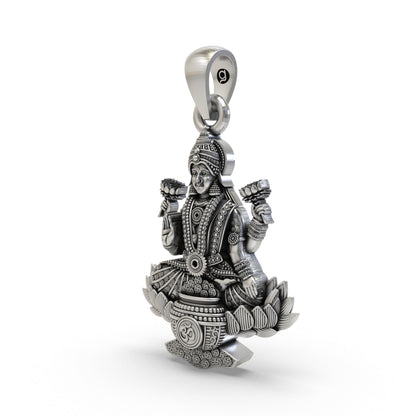 925 Silver Lakshmi Maa Lotus Pendant | Om Symbol Jewelry
