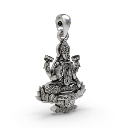 925 Silver Lakshmi Maa Lotus Pendant | Om Symbol Jewelry