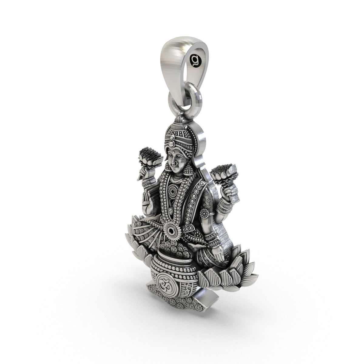925 Silver Lakshmi Maa Lotus Pendant | Om Symbol Jewelry