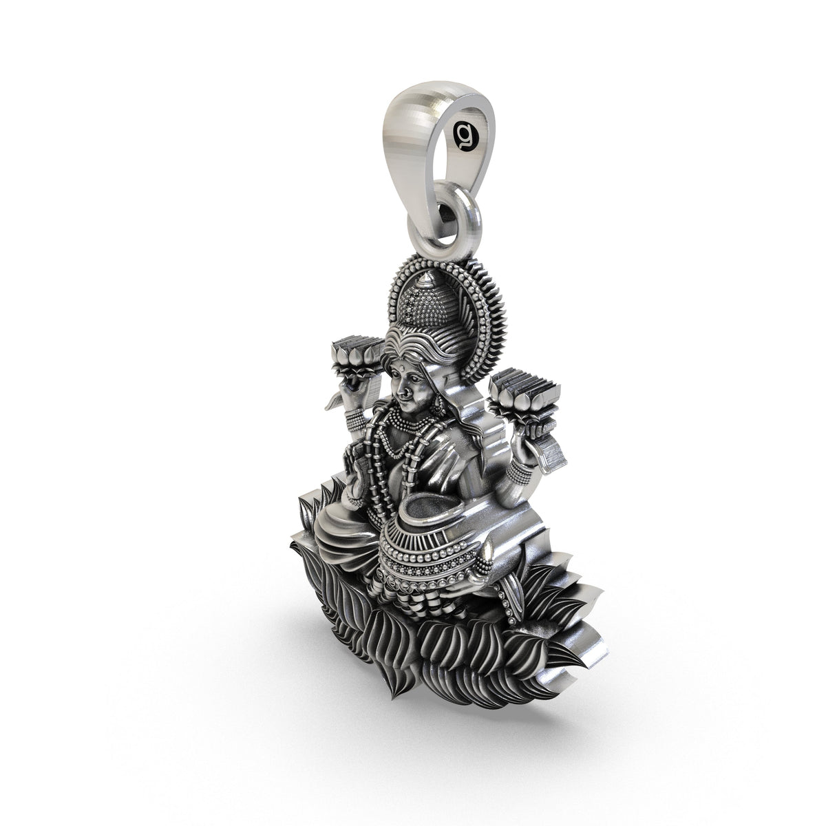 925 Silver Lakshmi Maa Lotus Pendant | Wealth & Fortune Jewelry