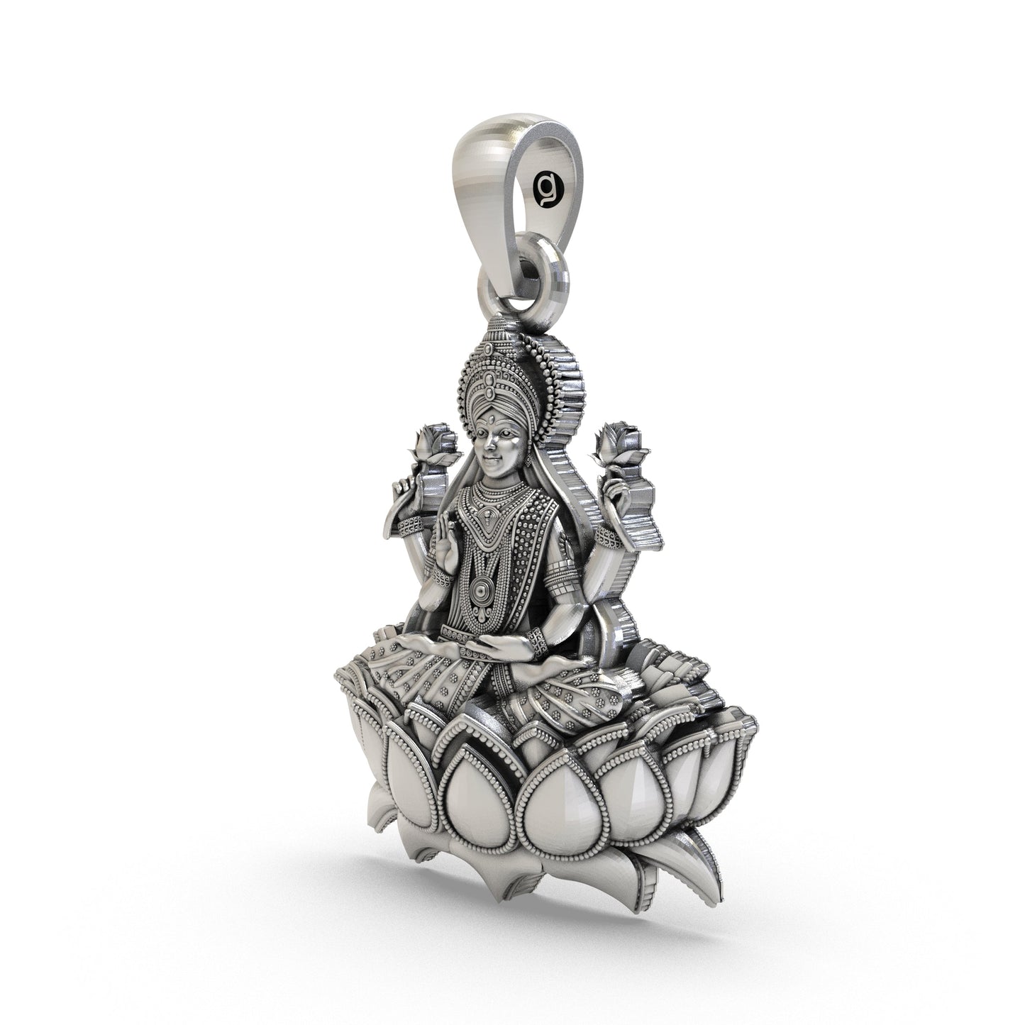 925 Silver Lakshmi Maa Lotus Pendant – Goddess Lakshmi Jewelry | Handmade Spiritual Pendant for Wealth & Prosperity