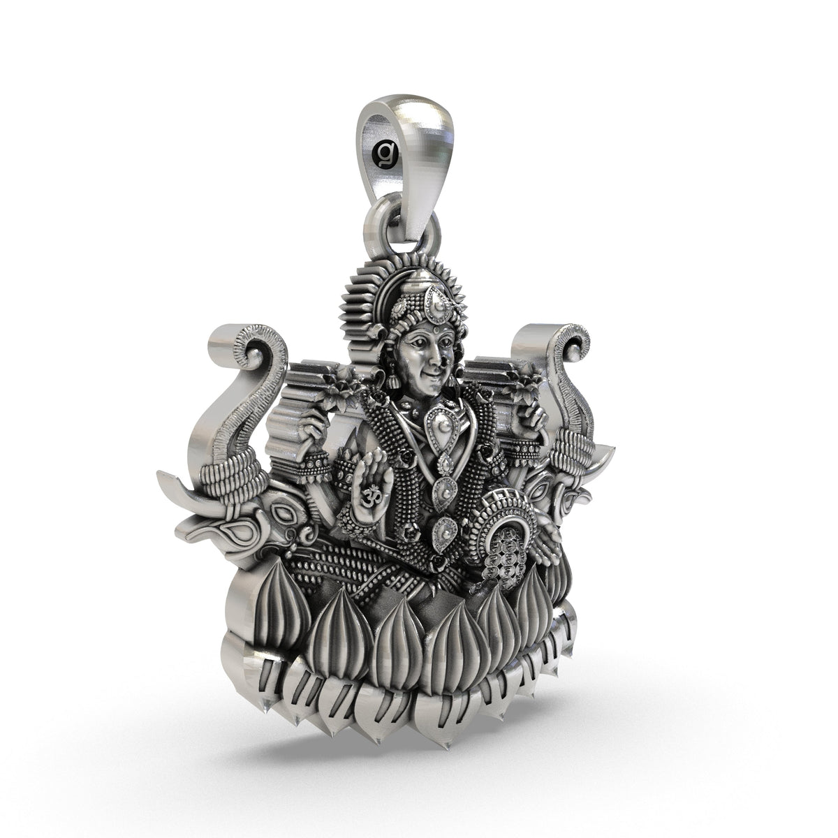 925 Silver Lakshmi Maa with Elephants Pendant – Goddess Lakshmi Jewelry | Handmade Spiritual Pendant for Wealth & Prosperity