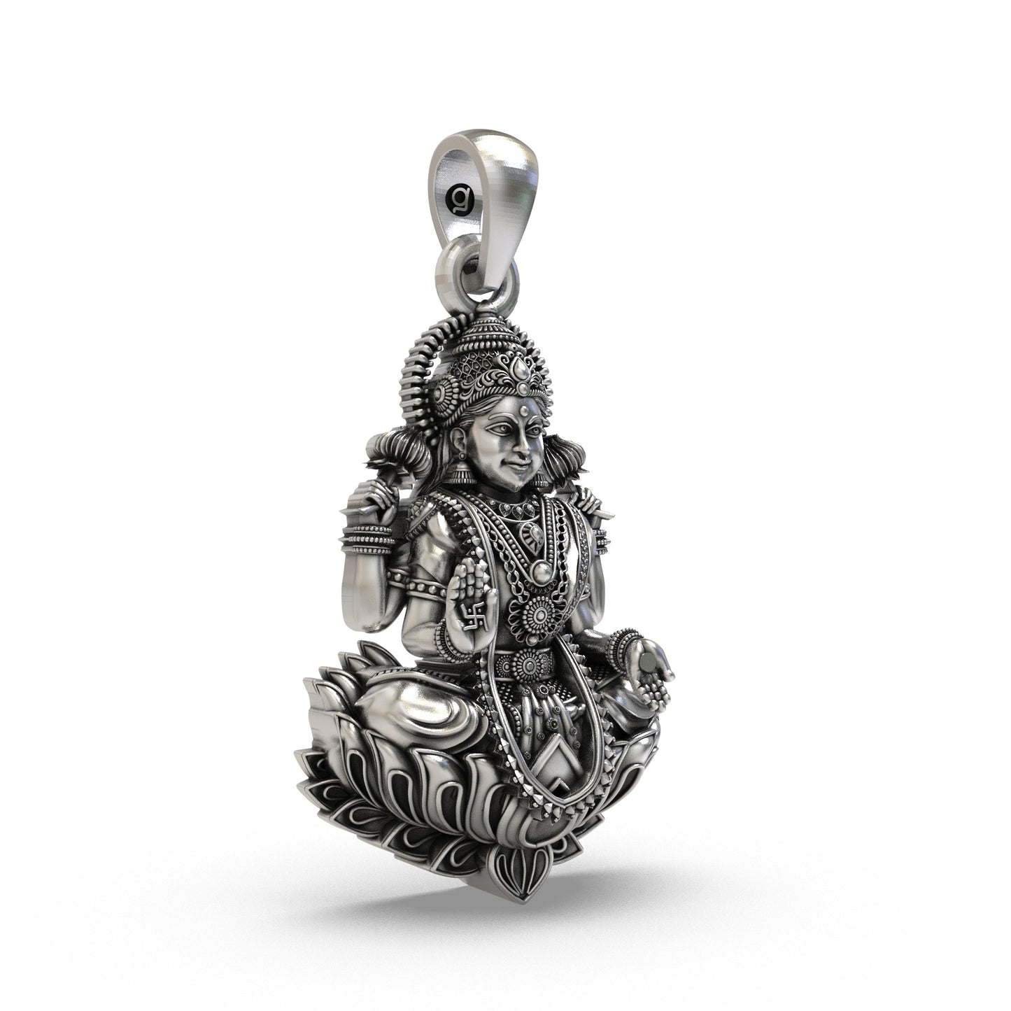 925 Silver Lakshmi Pendant | Goddess Mahalakshmi Lotus Idol – Shukan Jewellers