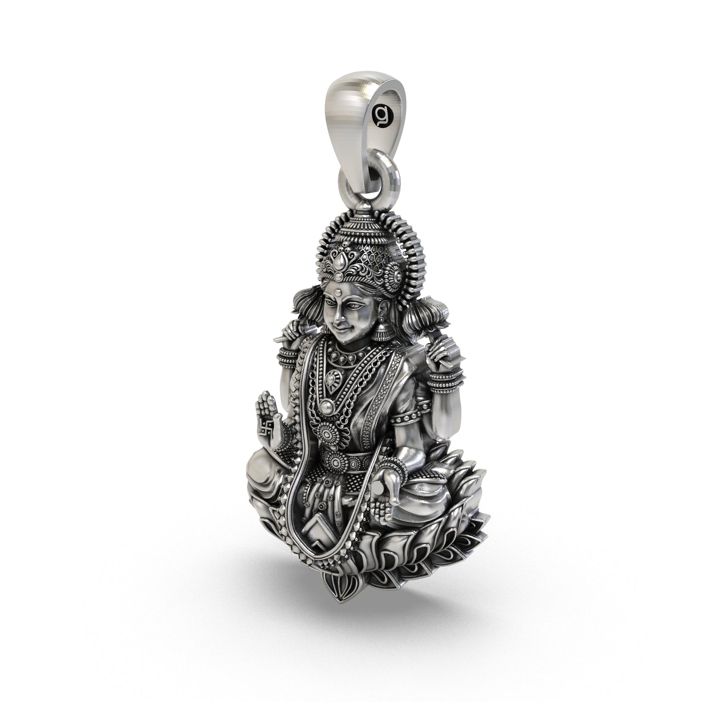 925 Silver Lakshmi Pendant | Goddess Mahalakshmi Lotus Idol – Shukan Jewellers