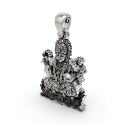 925 Silver Lakshmi Maa with Owl Pendant – Goddess Lakshmi Jewelry | Handmade Spiritual Pendant for Wealth & Prosperity