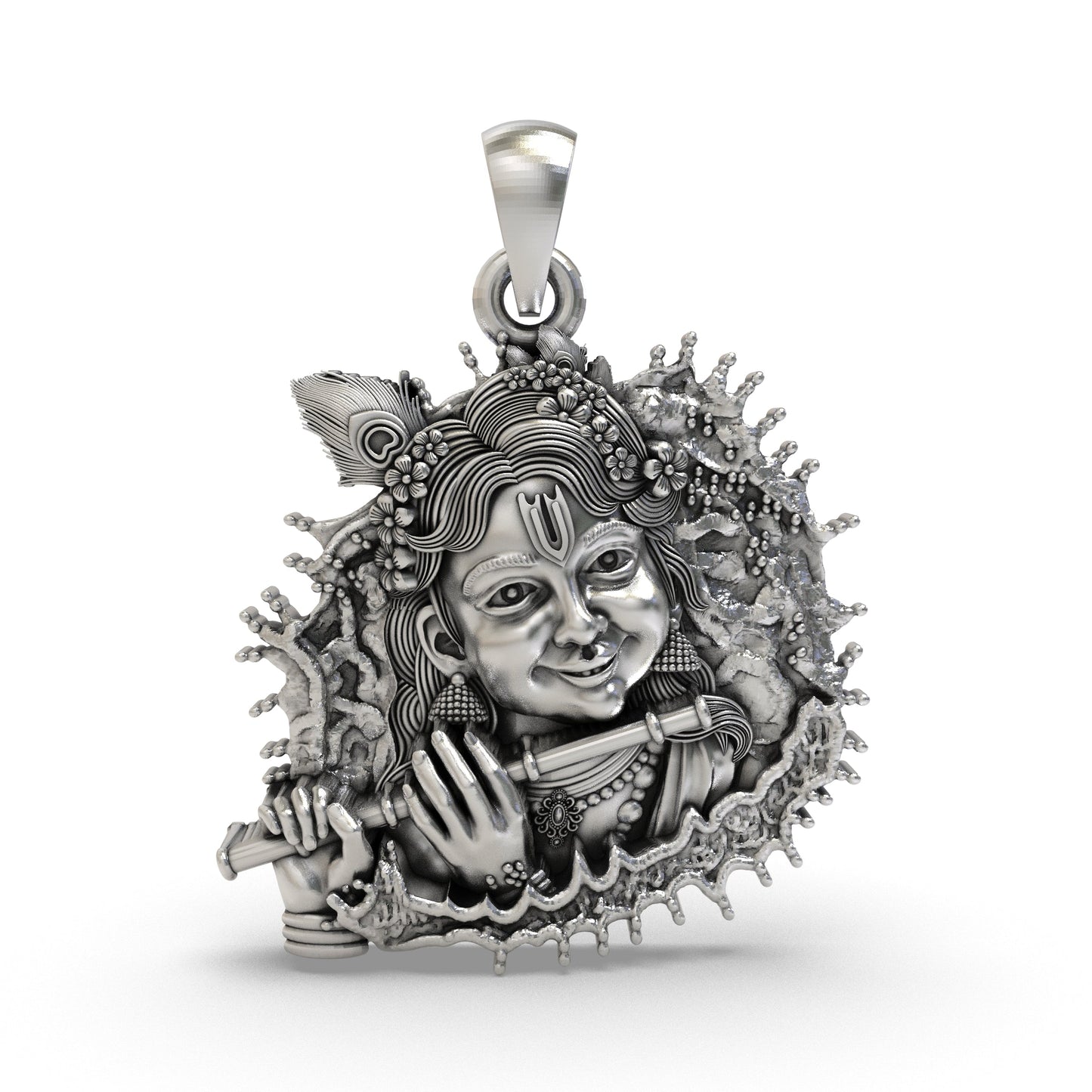 925 Silver Bal Krishna Flute Pendant – Handmade Krishna Devotional Jewelry | Spiritual Pendant for Blessings & Devotion