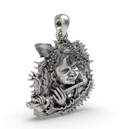925 Silver Bal Krishna Flute Pendant – Handmade Krishna Devotional Jewelry | Spiritual Pendant for Blessings & Devotion