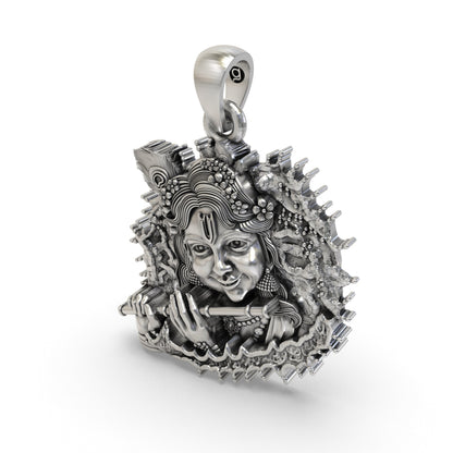 925 Silver Bal Krishna Flute Pendant – Handmade Krishna Devotional Jewelry | Spiritual Pendant for Blessings & Devotion
