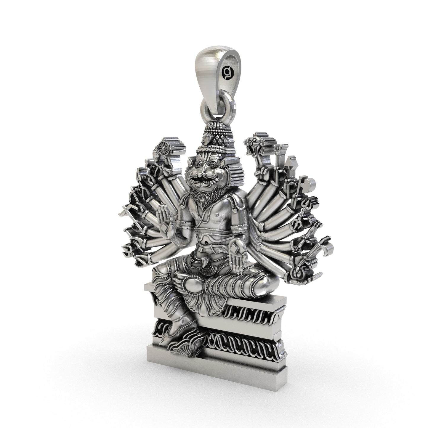 925 Silver Narasimha Pendant | Ugra Multi-Armed Vishnu Avatar – Shukan Jewellers