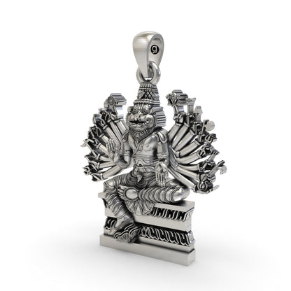 925 Silver Narasimha Pendant | Ugra Multi-Armed Vishnu Avatar – Shukan Jewellers