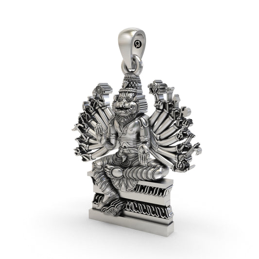 925 Silver Narasimha Pendant | Ugra Multi-Armed Vishnu Avatar – Shukan Jewellers