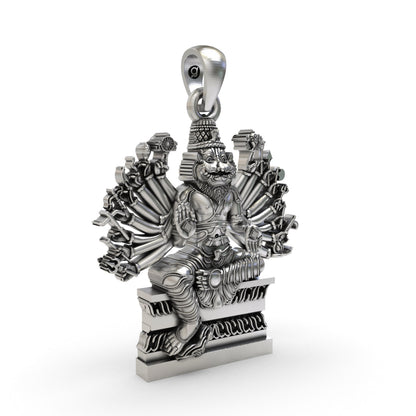 925 Silver Narasimha Pendant | Ugra Multi-Armed Vishnu Avatar – Shukan Jewellers
