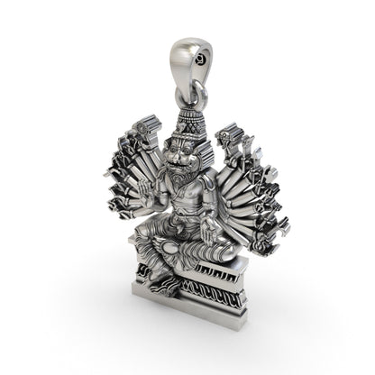 925 Silver Narasimha Pendant | Ugra Multi-Armed Vishnu Avatar – Shukan Jewellers