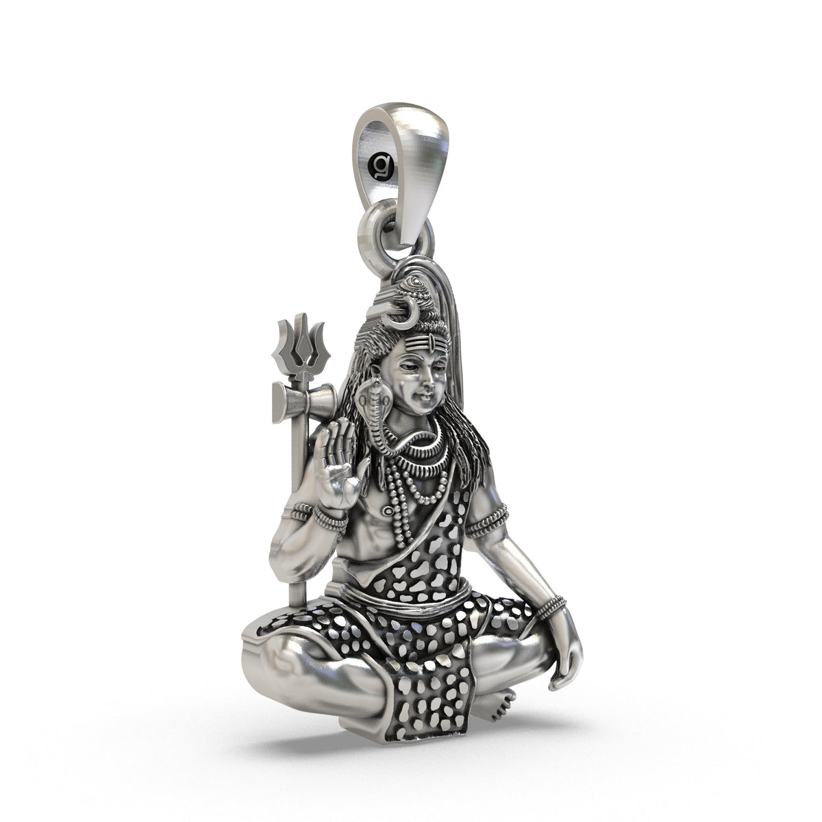 925 Silver Shiva Pendant | Mahadev Meditation with Trishul – Shukan Jewellers