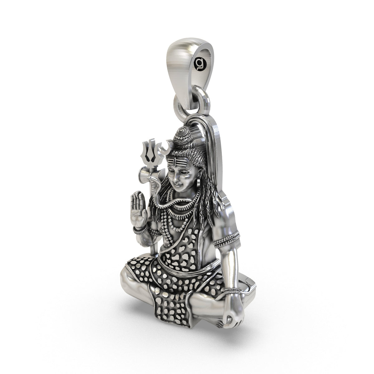 925 Silver Shiva Pendant | Mahadev Meditation with Trishul – Shukan Jewellers