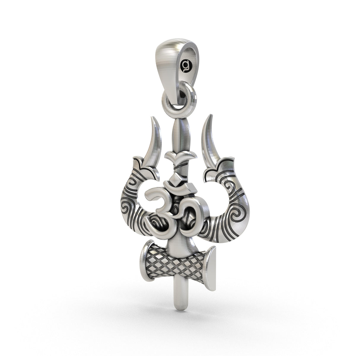 925 Silver Trishul Om Pendant | Shiva Damru Symbol – Shukan Jewellers