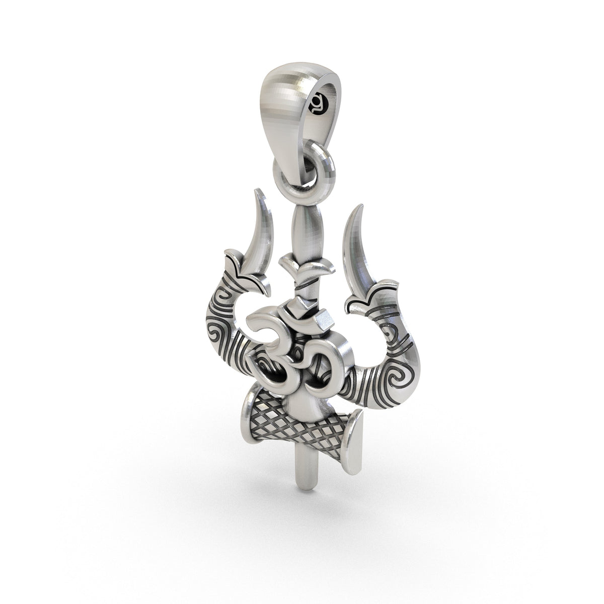 925 Silver Trishul Om Pendant | Shiva Damru Symbol – Shukan Jewellers