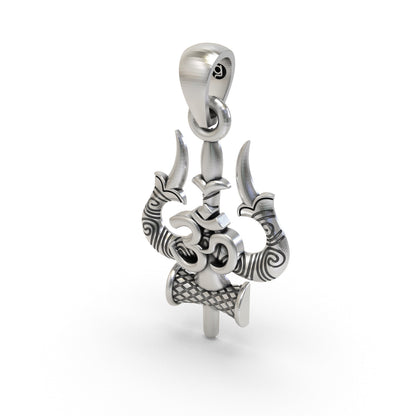 925 Silver Trishul Om Pendant | Shiva Damru Symbol – Shukan Jewellers