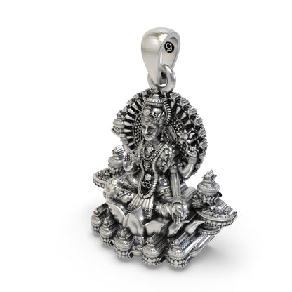925 Silver Lakshmi Pendant | Mahalakshmi Lotus & Kalash – Shukan Jewellers