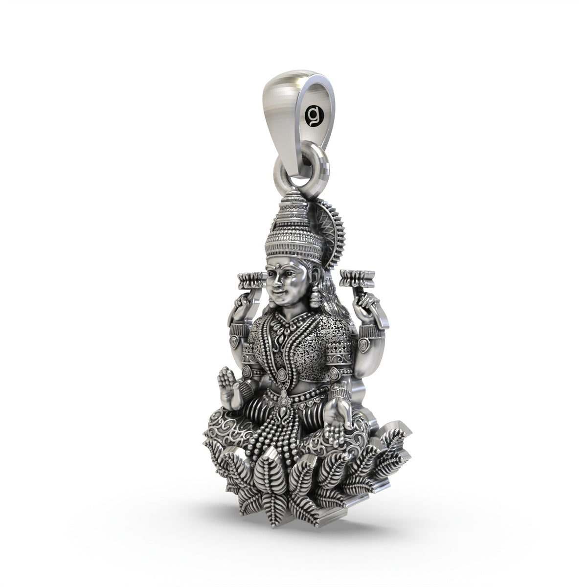 925 Silver Lakshmi Pendant | Mahalakshmi Lotus & Blessings – Shukan Jewellers